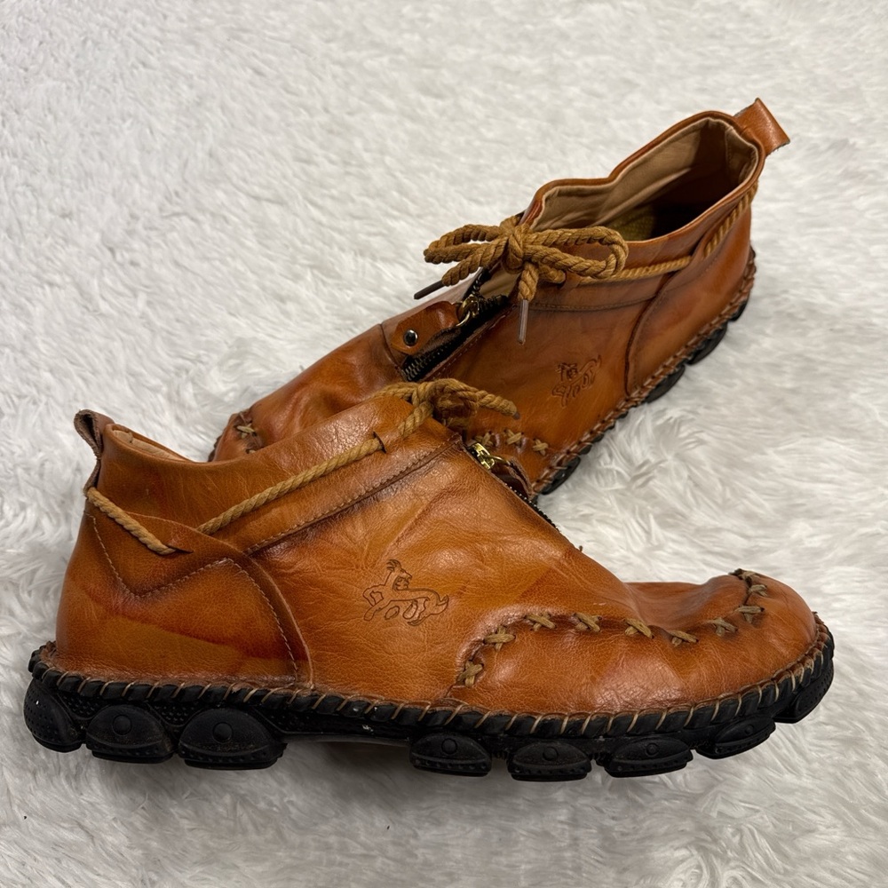 Source Unknown Brown Leather Slip-Ons - image 1